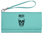 Skulls Ladies Leatherette Wallet - Laser Engraved- Teal (Personalized)