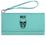 Skulls Ladies Leatherette Wallet - Laser Engraved- Teal (Personalized)