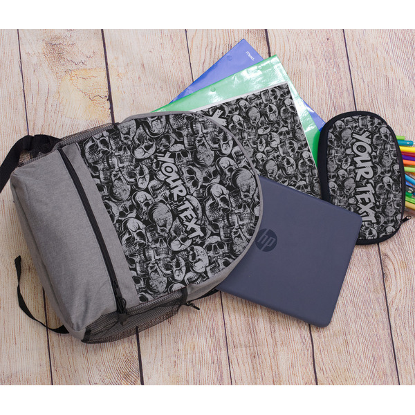 Skulls Large Backpack - Gray - With Stuff