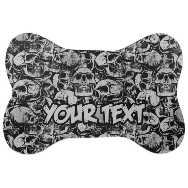 Custom Skulls Bone Shaped Dog Food Mat (Large) (Personalized)