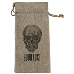 Skulls Large Burlap Gift Bag - Front (Personalized)