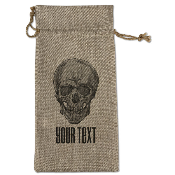 Custom Skulls Large Burlap Gift Bag - Front (Personalized)