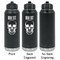 Skulls Laser Engraved Water Bottles - 2 Styles - Front & Back View