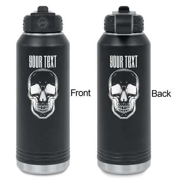 Skulls Laser Engraved Water Bottles - Front & Back Engraving - Front & Back View