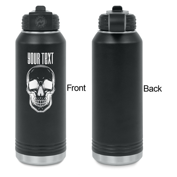 Skulls Laser Engraved Water Bottles - Front Engraving - Front & Back View