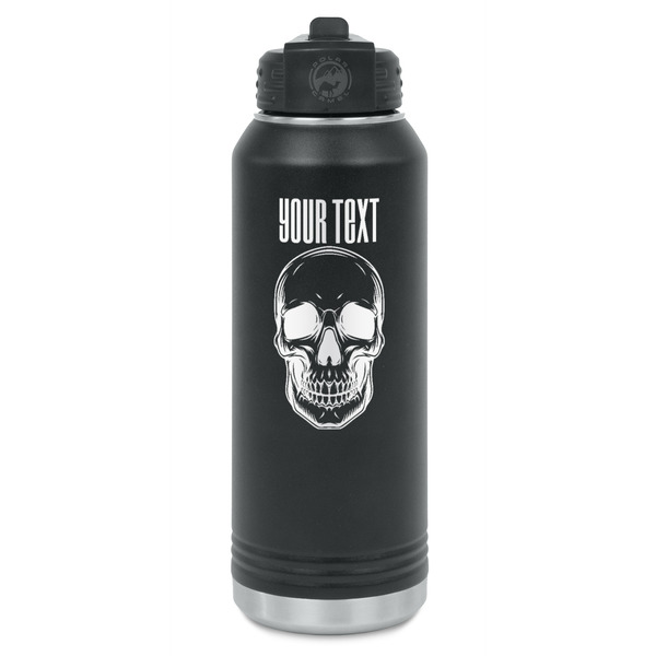 Custom Skulls Water Bottles - Laser Engraved - Front & Back (Personalized)
