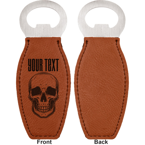 Skulls Leather Bar Bottle Opener - Front and Back (single sided)