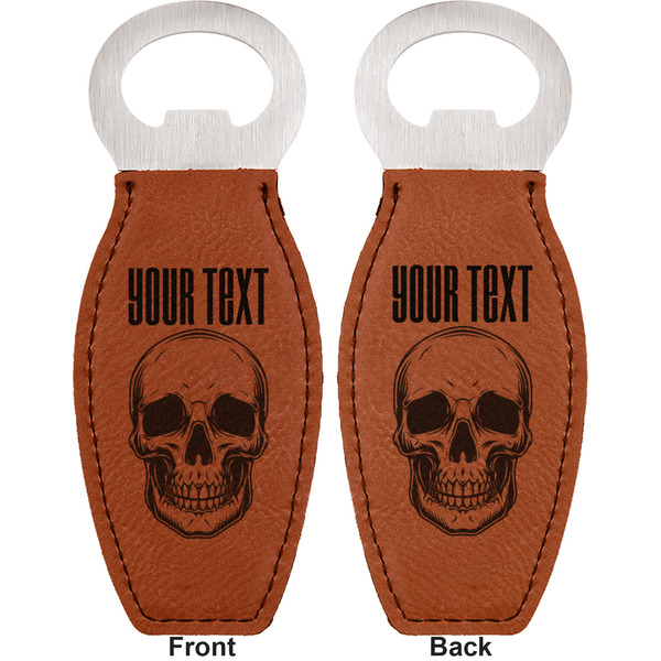 Skulls Leather Bar Bottle Opener - Front and Back