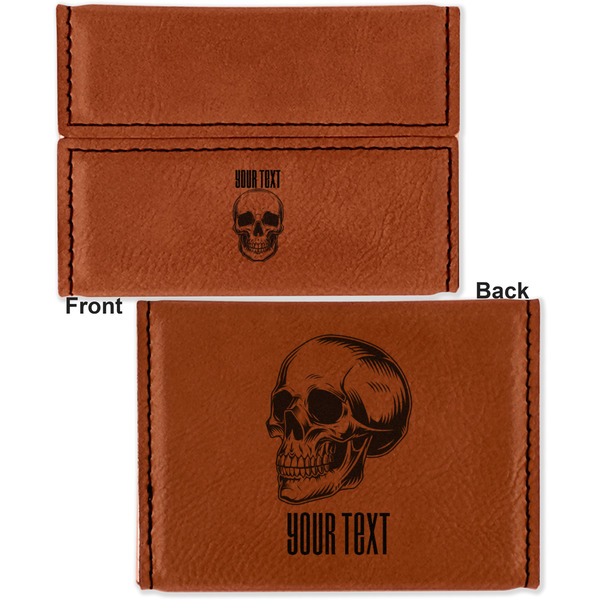 Skulls Leather Business Card Holder - Front Back