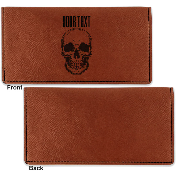 Skulls Leather Checkbook Holder Front and Back Single Sided - Apvl