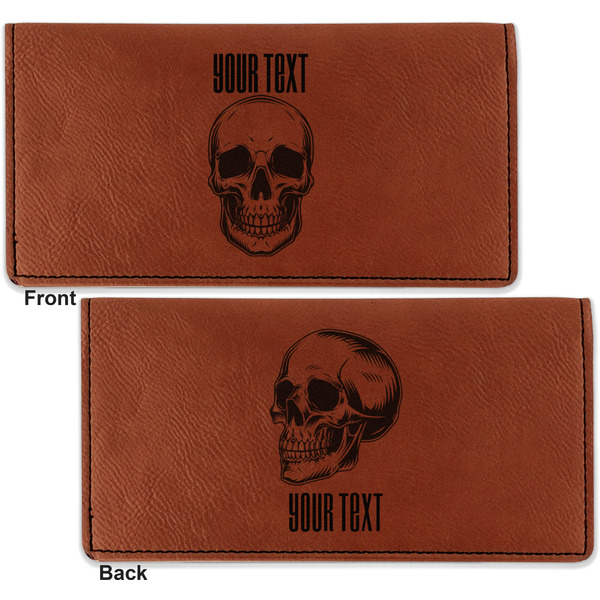 Skulls Leather Checkbook Holder Front and Back