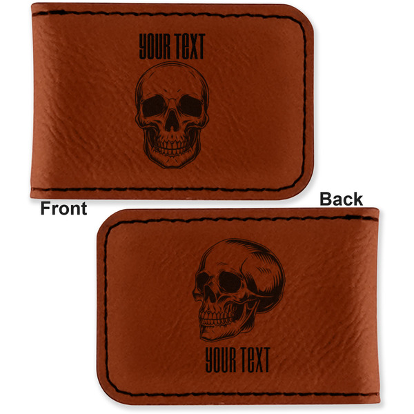 Skulls Leatherette Magnetic Money Clip - Front and Back