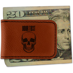 Skulls Leatherette Magnetic Money Clip - Double Sided (Personalized)