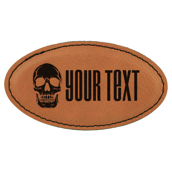 Custom Skulls Leatherette Oval Name Badge with Magnet (Personalized)