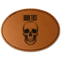 Skulls Faux Leather Iron On Patch - Oval (Personalized)