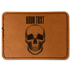 Skulls Faux Leather Iron On Patch - Rectangle (Personalized)
