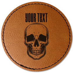 Skulls Faux Leather Iron On Patch - Round (Personalized)