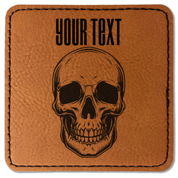Skulls Faux Leather Iron On Patch - Square (Personalized)