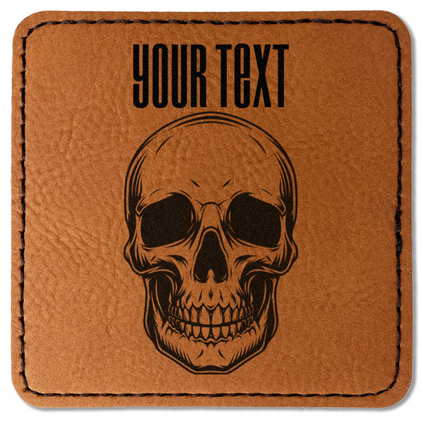 Custom Skulls Faux Leather Iron On Patch - Square (Personalized)