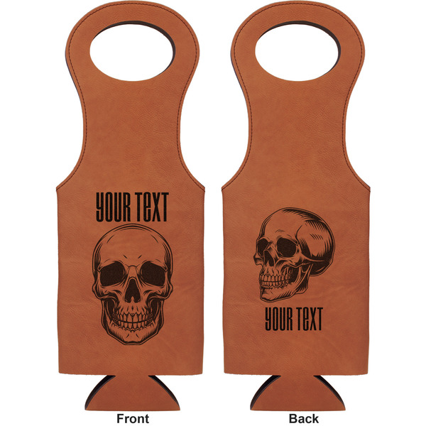 Skulls Leatherette Wine Tote Double Sided - Front and Back