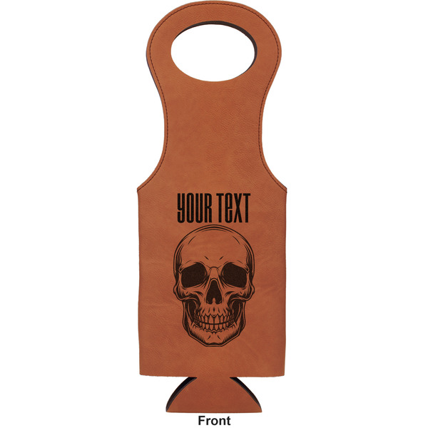 Skulls Leatherette Wine Tote Single Sided - Front and Back