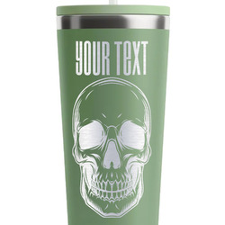 Skulls RTIC Everyday Tumbler with Straw - 28oz - Light Green - Single-Sided (Personalized)