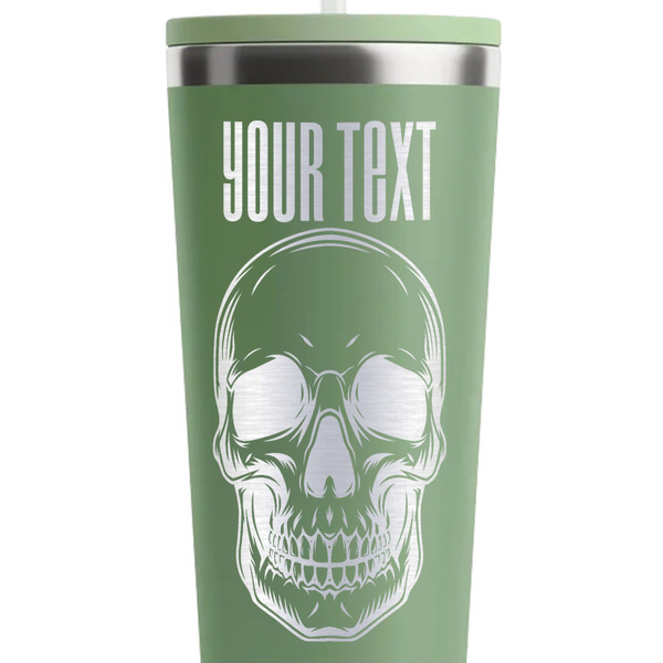 Skulls Light Green RTIC Everyday Tumbler - 28 oz. - Close Up
