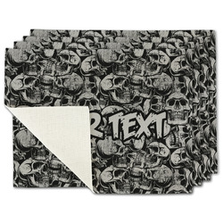 Skulls Single-Sided Linen Placemat - Set of 4 w/ Name or Text