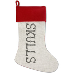 Skulls Red Linen Stocking (Personalized)