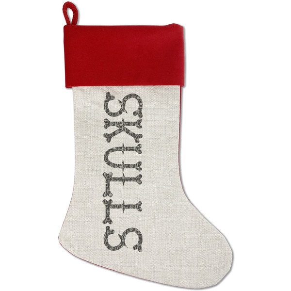 Custom Skulls Red Linen Stocking (Personalized)