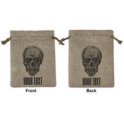 Skulls Medium Burlap Gift Bag - Front & Back (Personalized)