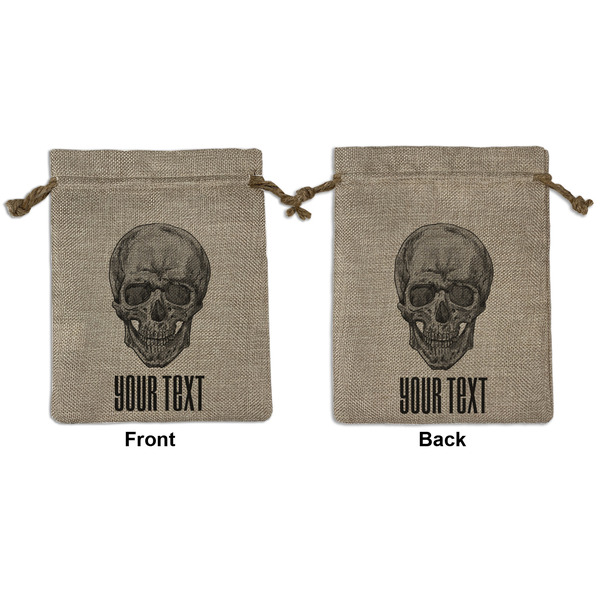 Custom Skulls Medium Burlap Gift Bag - Front & Back (Personalized)