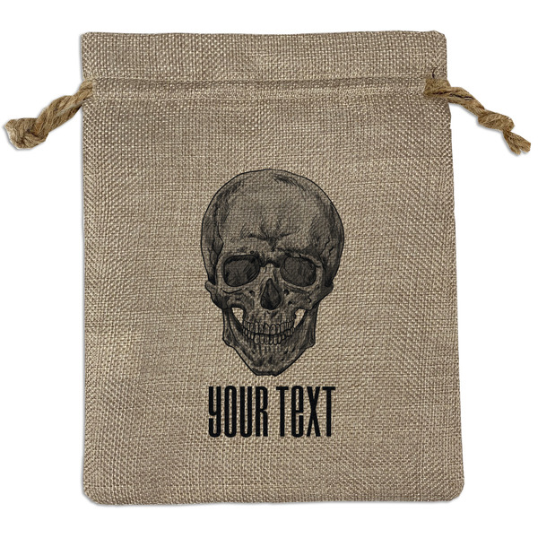 Custom Skulls Medium Burlap Gift Bag - Front (Personalized)
