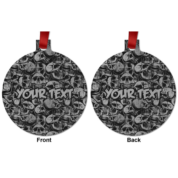 Skulls Metal Ball Ornament - Front and Back