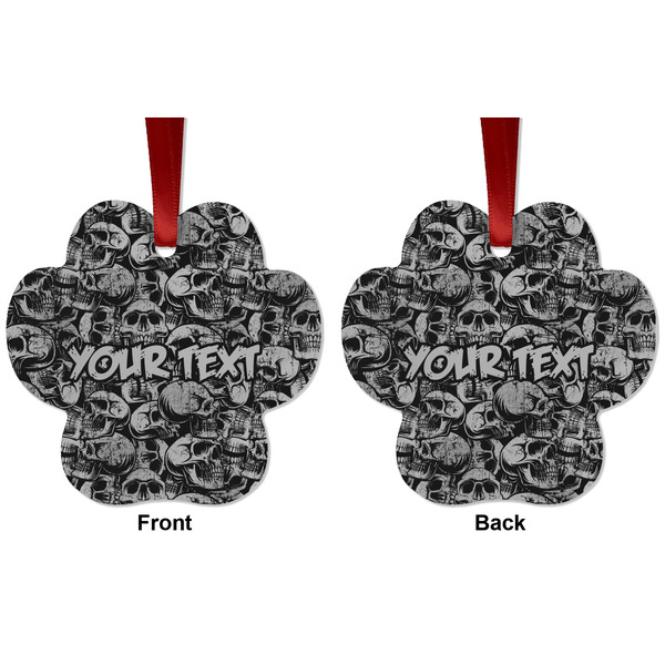 Skulls Metal Paw Ornament - Front and Back