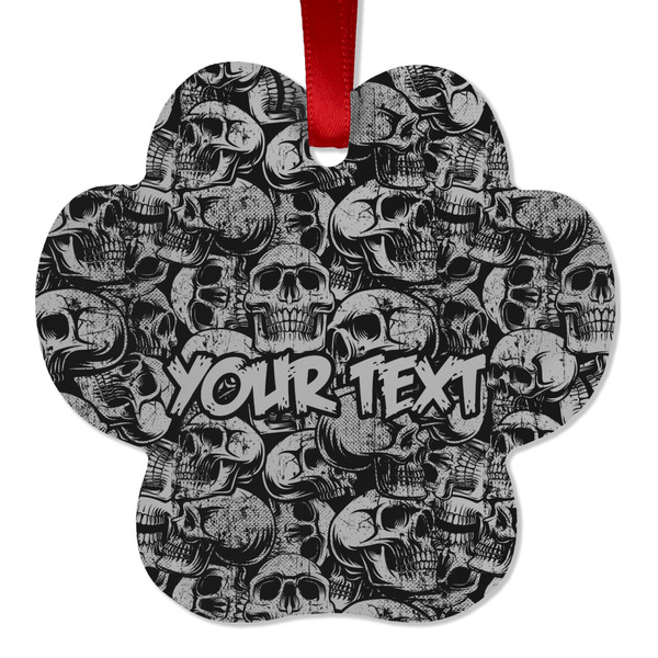 Custom Skulls Metal Paw Ornament - Double Sided w/ Name or Text