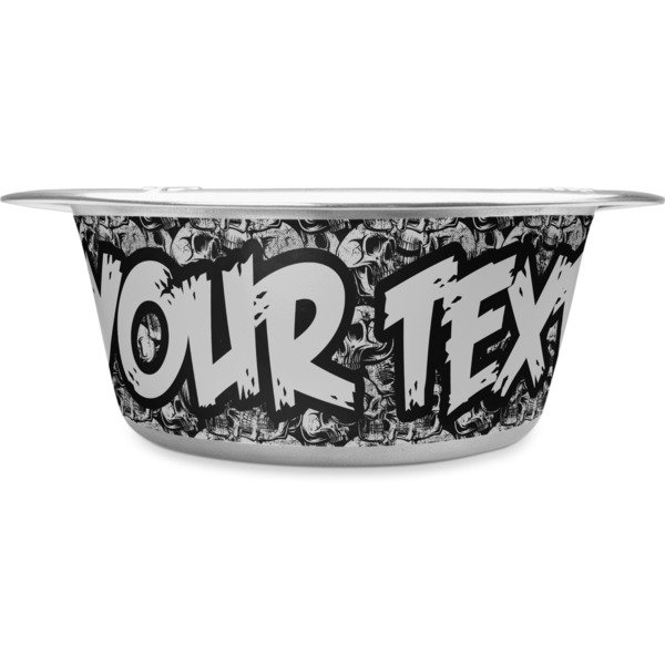 Custom Skulls Stainless Steel Dog Bowl - Large (Personalized)