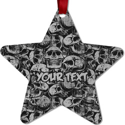 Skulls Metal Star Ornament - Double Sided w/ Name or Text