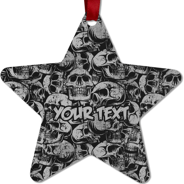 Custom Skulls Metal Star Ornament - Double Sided w/ Name or Text