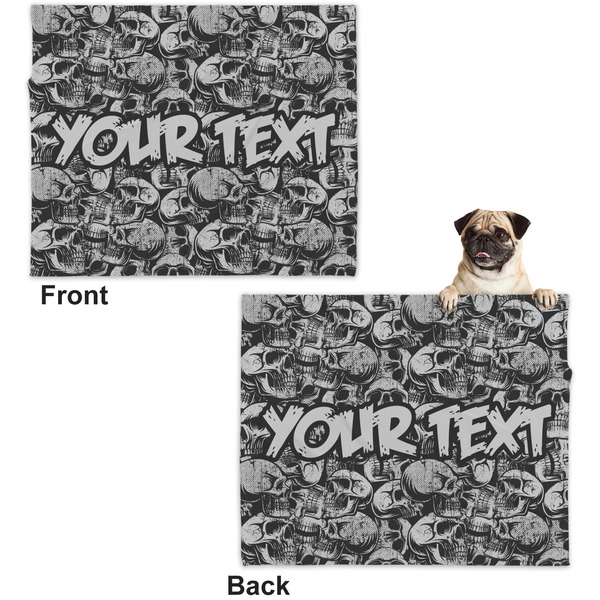 Skulls Microfleece Dog Blanket - Large- Front & Back