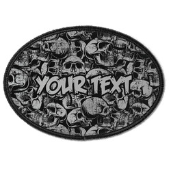 Skulls Iron On Oval Patch w/ Name or Text