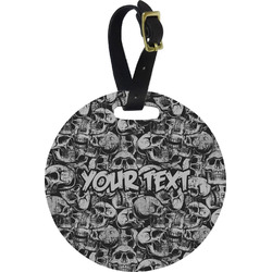 Skulls Plastic Luggage Tag - Round (Personalized)