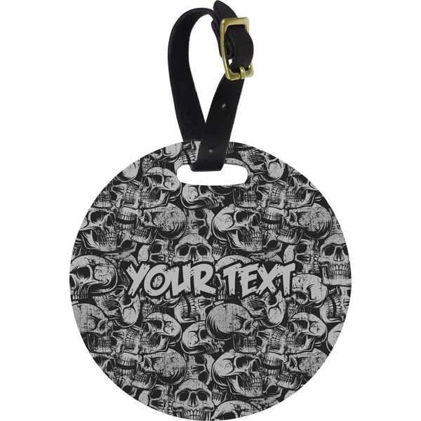 Custom Skulls Plastic Luggage Tag - Round (Personalized)
