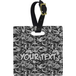 Skulls Plastic Luggage Tag - Square w/ Name or Text