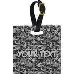 Skulls Plastic Luggage Tag - Square w/ Name or Text