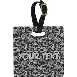 Skulls Plastic Luggage Tag - Square w/ Name or Text