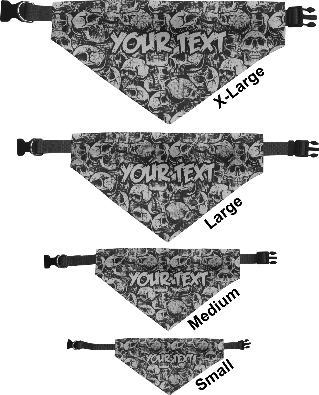 Custom Skulls Dog Bandana XLarge (Personalized) YouCustomizeIt
