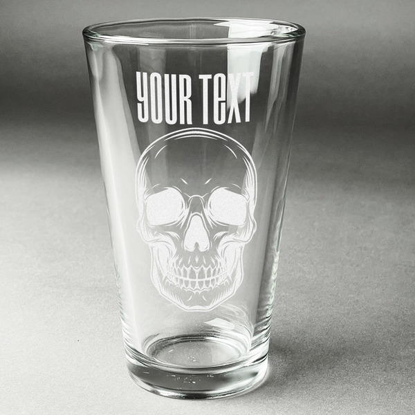Custom Skulls Pint Glass - Engraved (Personalized)