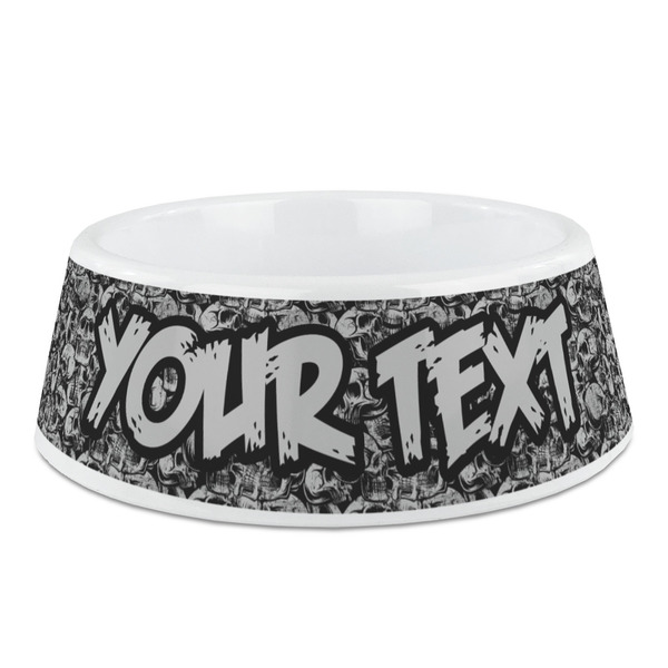 Custom Skulls Plastic Dog Bowl (Personalized)