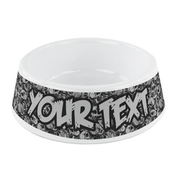 Skulls Plastic Dog Bowl - Small (Personalized)